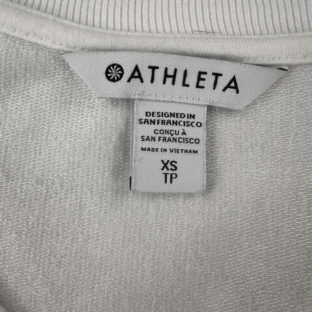 Athleta Sweater Womens XS White Sunrise Vneck Modal Thumbholes Jog Run Walk Base - Picture 2 of 7